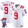 Tre Harris Jersey #9 Ole Miss Rebels Vapor Limited College Football Stitched White