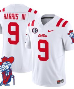 Tre Harris Jersey #9 Ole Miss Rebels Vapor Limited College Football Stitched White