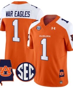 War Eagles Jersey #1 Auburn Tigers SEC Patch Vapor Limited College Football Stitched Orange Alternate