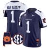War Eagles Jersey #1 Auburn Tigers SEC Patch Vapor Limited College Football Stitched Navy Alternate