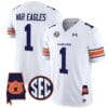 War Eagles Jersey #1 Auburn Tigers SEC Patch Vapor Limited College Football Stitched White
