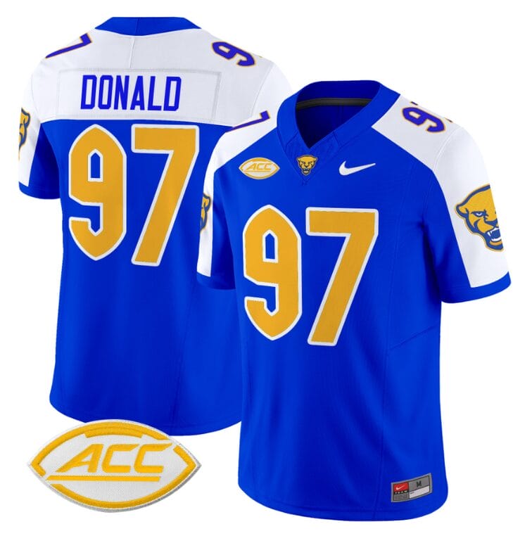 Aaron Donald Jersey #97 Pittsburgh Panthers Vapor Limited College Football Stitched Royal Alternate 8 Aaron Donald Jersey #97 Pittsburgh Panthers Vapor Limited College Football Stitched Royal Alternate