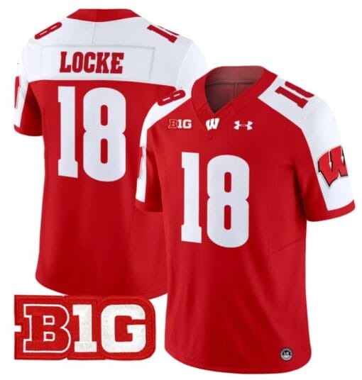 Braedyn Locke Jersey #18 Wisconsin Badgers Vapor Football Stitched Red Alternate