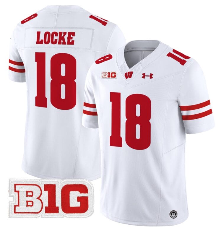 Braedyn Locke Jersey #18 Wisconsin Badgers Vapor Football Stitched White