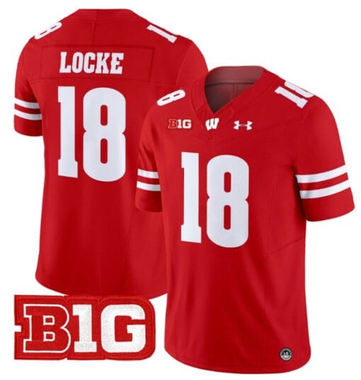 Braedyn Locke Jersey #18 Wisconsin Badgers Vapor Football Stitched Red
