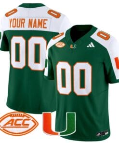 Custom Miami Hurricanes Jersey Name and Number Vapor Football Stitched Green Alternate