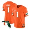 Cameron Ward Jersey #1 Miami Hurricanes Florida Map College Football Stitched Orange