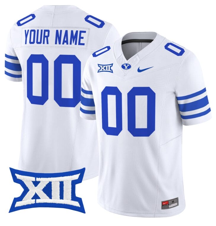 Custom BYU Cougars Jersey Name and Number Vapor Limited College Football Stitched White 8 Custom BYU Cougars Jersey Name and Number Vapor Limited College Football Stitched White