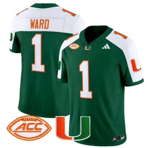Cam Ward Jersey #1 Miami Hurricanes Vapor Football Stitched Green Alternate