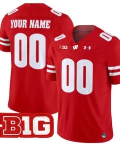 Custom Wisconsin Badgers Jersey Name and Number Vapor Football Stitched Red