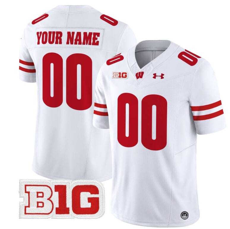 Custom Wisconsin Badgers Jersey Name and Number Vapor Football Stitched White 8 Custom Wisconsin Badgers Jersey Name and Number Vapor Football Stitched White