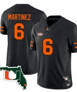 Damien Martinez Jersey #6 Miami Hurricanes Florida Map College Football Stitched Black