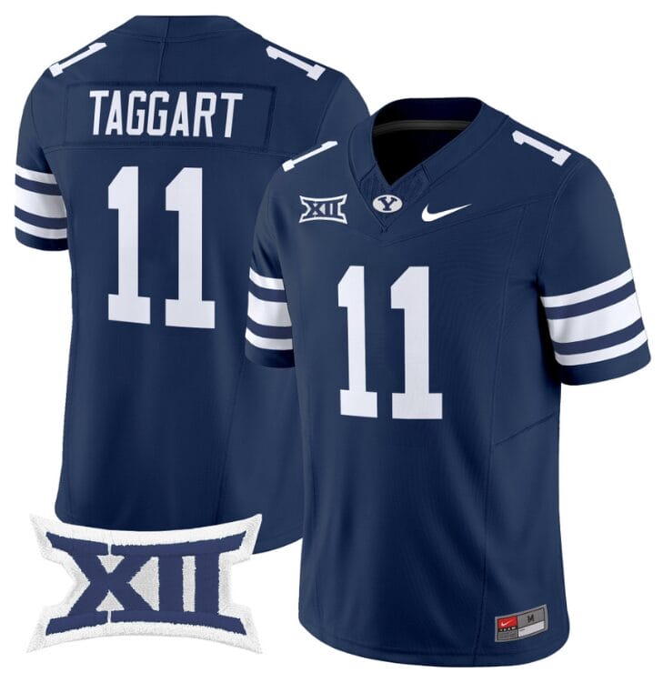 Harrison Taggart Jersey #11 BYU Cougars Vapor Limited College Football Stitched Navy 8 Harrison Taggart Jersey #11 BYU Cougars Vapor Limited College Football Stitched Navy