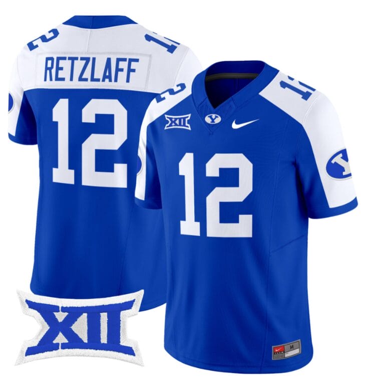 Jake Retzlaff Jersey #12 BYU Cougars Vapor Limited College Football Stitched Royal Alternate 8 Jake Retzlaff Jersey #12 BYU Cougars Vapor Limited College Football Stitched Royal Alternate