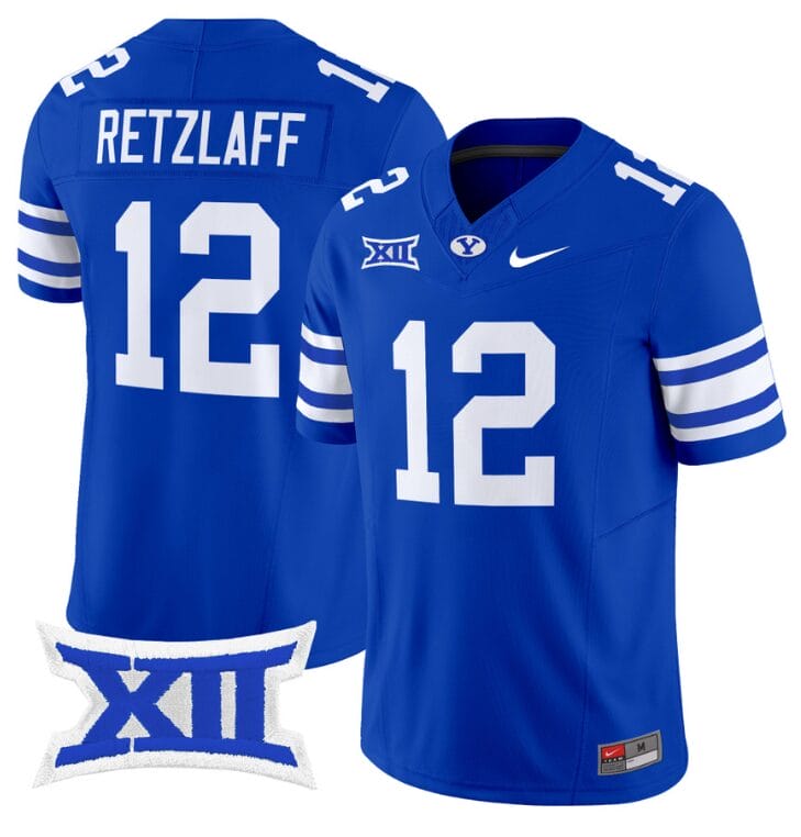 Jake Retzlaff Jersey #12 BYU Cougars Vapor Limited College Football Stitched Royal 8 Jake Retzlaff Jersey #12 BYU Cougars Vapor Limited College Football Stitched Royal