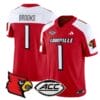 Ja'Corey Brooks Jersey #1 Louisville Cardinals Vapor Football Stitched Red Alternate