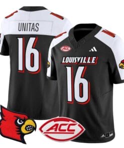 Johnny Unitas Jersey #16 Louisville Cardinals Vapor Football Stitched Black Alternate