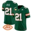Jordan Lyle Jersey #21 Miami Hurricanes Vapor Football Stitched Green