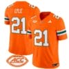 Jordan Lyle Jersey #21 Miami Hurricanes Vapor Football Stitched Orange