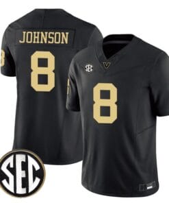 Nate Johnson Jersey #8 Vanderbilt Commodores College Football Stitched Black