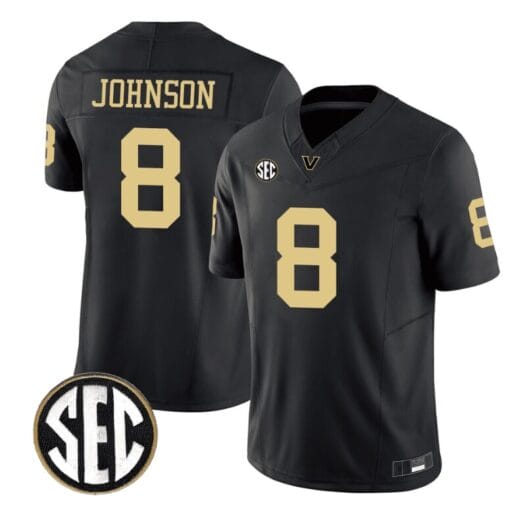 Nate Johnson Jersey #8 Vanderbilt Commodores College Football Stitched Black