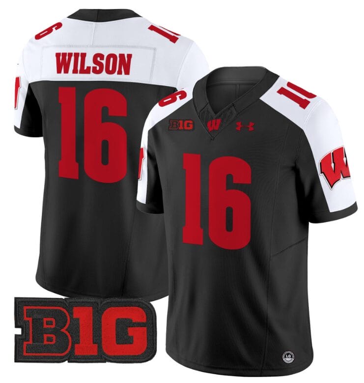 Russell Wilson Jersey #16 Wisconsin Badgers Vapor Football Stitched Black Alternate 8 Russell Wilson Jersey #16 Wisconsin Badgers Vapor Football Stitched Black Alternate