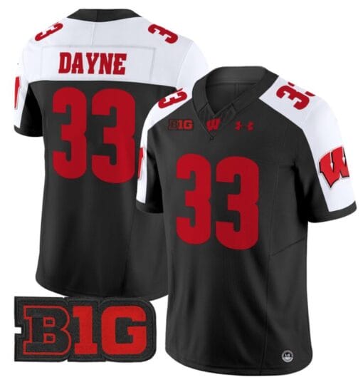 Ron Dayne Jersey #33 Wisconsin Badgers Vapor Football Stitched Black Alternate