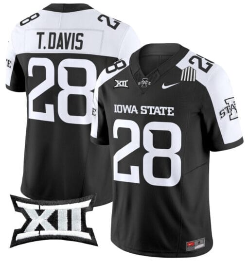 Troy Davis Jersey #28 Iowa State Cyclones Vapor Limited College Football Stitched Black Alternate