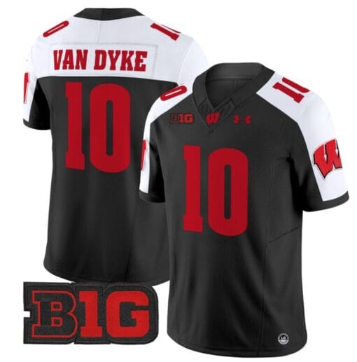 Tyler Van Dyke Jersey #10 Wisconsin Badgers Vapor Football Stitched Black Alternate