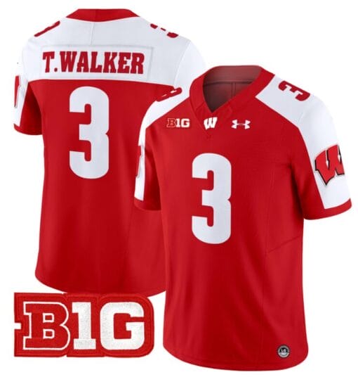 Tawee Walker Jersey #3 Wisconsin Badgers Vapor Football Stitched Red Alternate