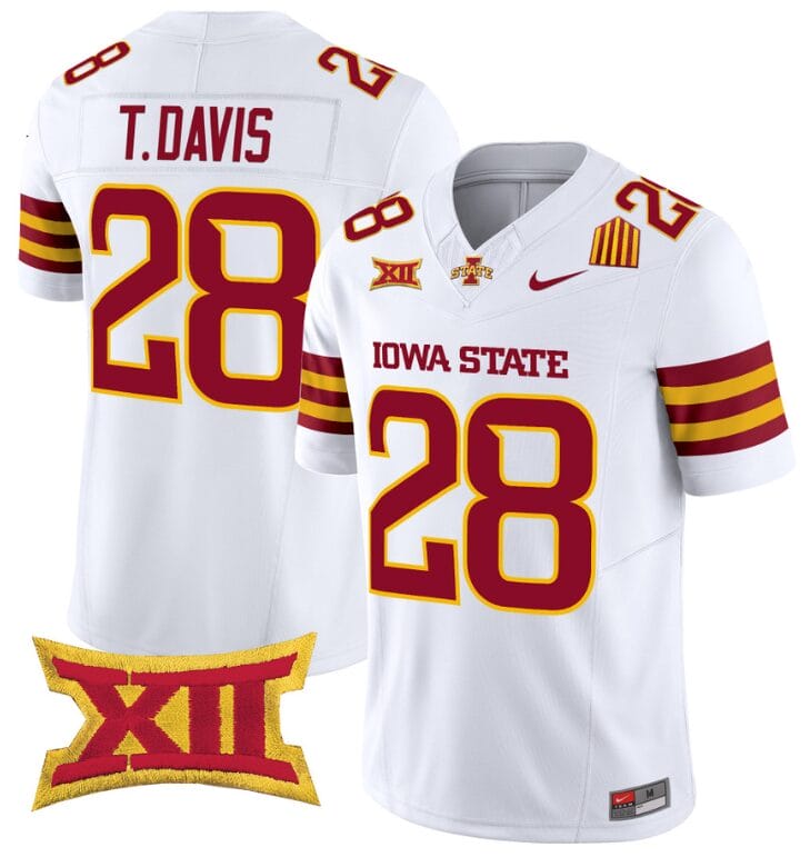 Troy Davis Jersey #28 Iowa State Cyclones Vapor Limited College Football Stitched White 8 Troy Davis Jersey #28 Iowa State Cyclones Vapor Limited College Football Stitched White