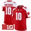 Tyler Van Dyke Jersey #10 Wisconsin Badgers Vapor Football Stitched Red Alternate