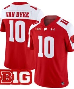 Tyler Van Dyke Jersey #10 Wisconsin Badgers Vapor Football Stitched Red Alternate