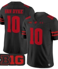 Tyler Van Dyke Jersey #10 Wisconsin Badgers Vapor Football Stitched Black