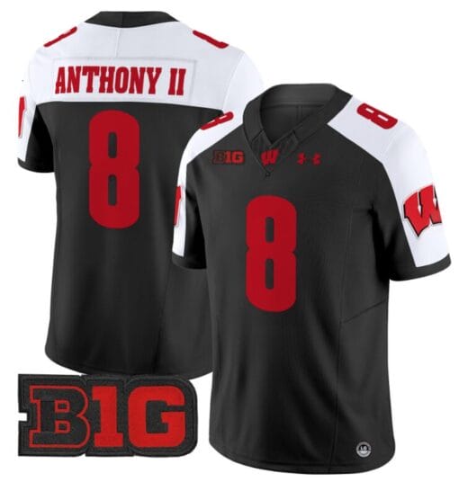 Vinny Anthony II Jersey #8 Wisconsin Badgers Vapor Football Stitched Black Alternate