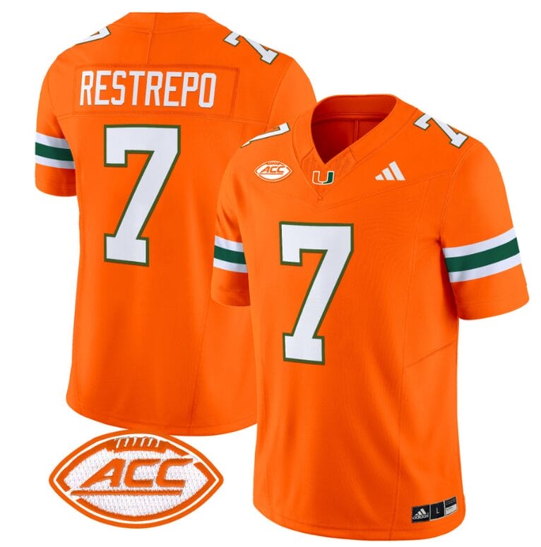 Xavier Restrepo Jersey #7 Miami Hurricanes Vapor Football Stitched Orange 8 Xavier Restrepo Jersey #7 Miami Hurricanes Vapor Football Stitched Orange