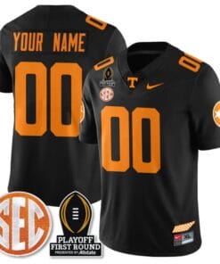 Custom Tennessee Vols Jersey Playoff First Round Patch Football Black