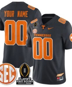 Custom Tennessee Vols Jersey Playoff First Round Patch Football Smokey Grey