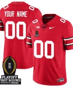 Custom Ohio State Buckeyes Jersey Playoff First Round Patch Football Scarlet