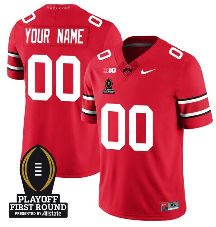 Custom Ohio State Buckeyes Jersey Playoff First Round Patch Football Scarlet 8 Custom Ohio State Buckeyes Jersey Playoff First Round Patch Football Scarlet