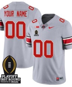 Custom Ohio State Buckeyes Jersey Playoff First Round Patch Football Grey
