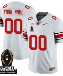 Custom Ohio State Buckeyes Jersey Playoff First Round Patch Football White