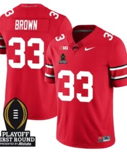 Devin Brown Jersey #33 Ohio State Buckeyes Playoff First Round Patch Scarlet