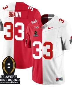 Devin Brown Jersey #33 Ohio State Buckeyes Playoff First Round Patch Split