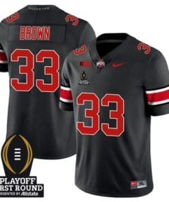Devin Brown Jersey #33 Ohio State Buckeyes Playoff First Round Patch Black
