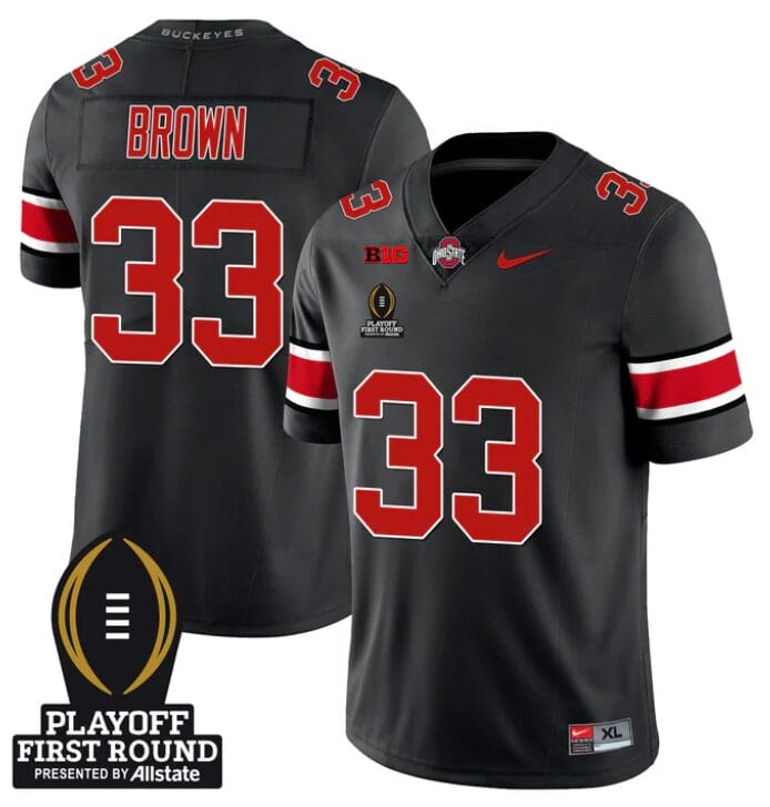 Devin Brown Jersey #33 Ohio State Buckeyes Playoff First Round Patch Black 8 Devin Brown Jersey #33 Ohio State Buckeyes Playoff First Round Patch Black