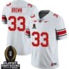 Devin Brown Jersey #33 Ohio State Buckeyes Playoff First Round Patch White