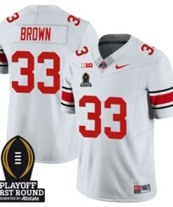 Devin Brown Jersey #33 Ohio State Buckeyes Playoff First Round Patch White