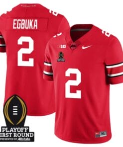 Emeka Egbuka Jersey #2 Ohio State Buckeyes Playoff First Round Patch Scarlet