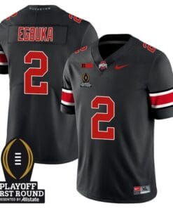 Emeka Egbuka Jersey #2 Ohio State Buckeyes Playoff First Round Patch Black